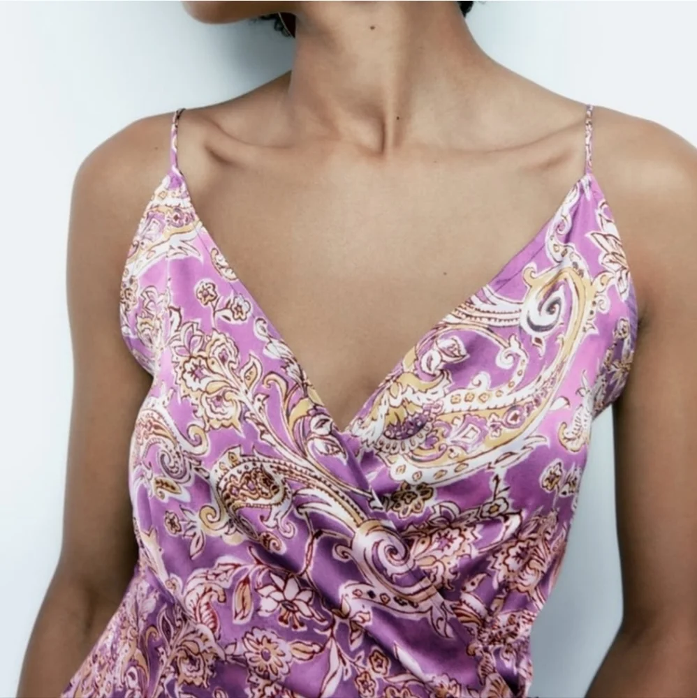 Satin Effect Print Dress Size S - Picture 6 of 9